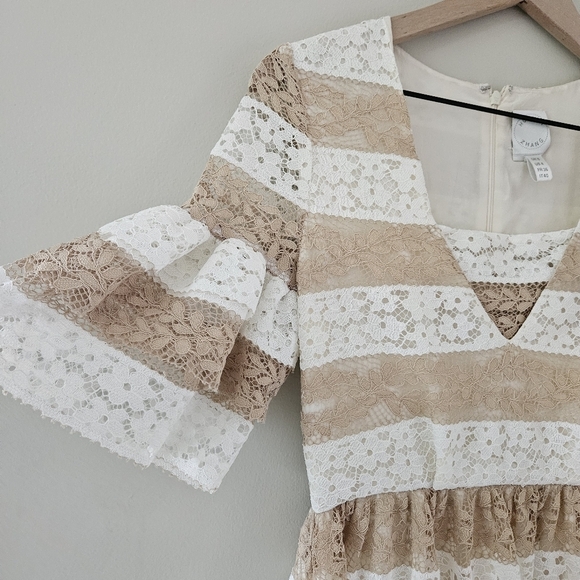 Huishan Zhang Resort 2017 Tan and White Stripe Maxi Dress - Picture 4 of 12